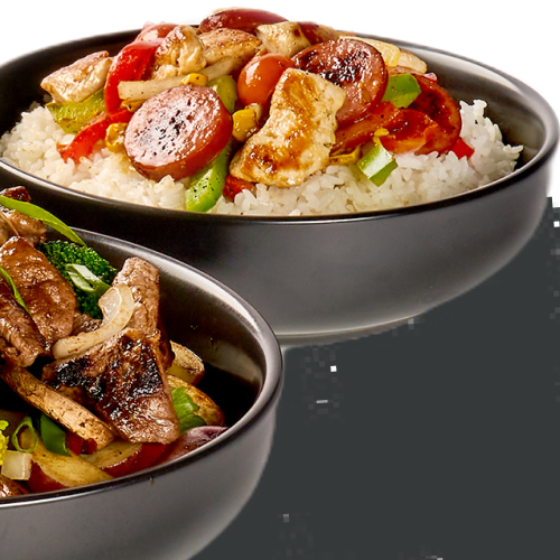Build-your-own bowl at Genghis Grill in Addison, TX.
